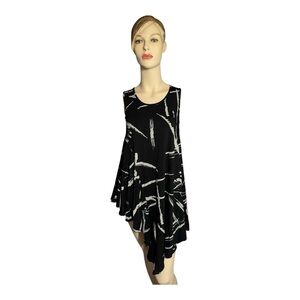 Kozan Black and Gray Women's Asymmetrical Tunic Top, XS‎ (253)